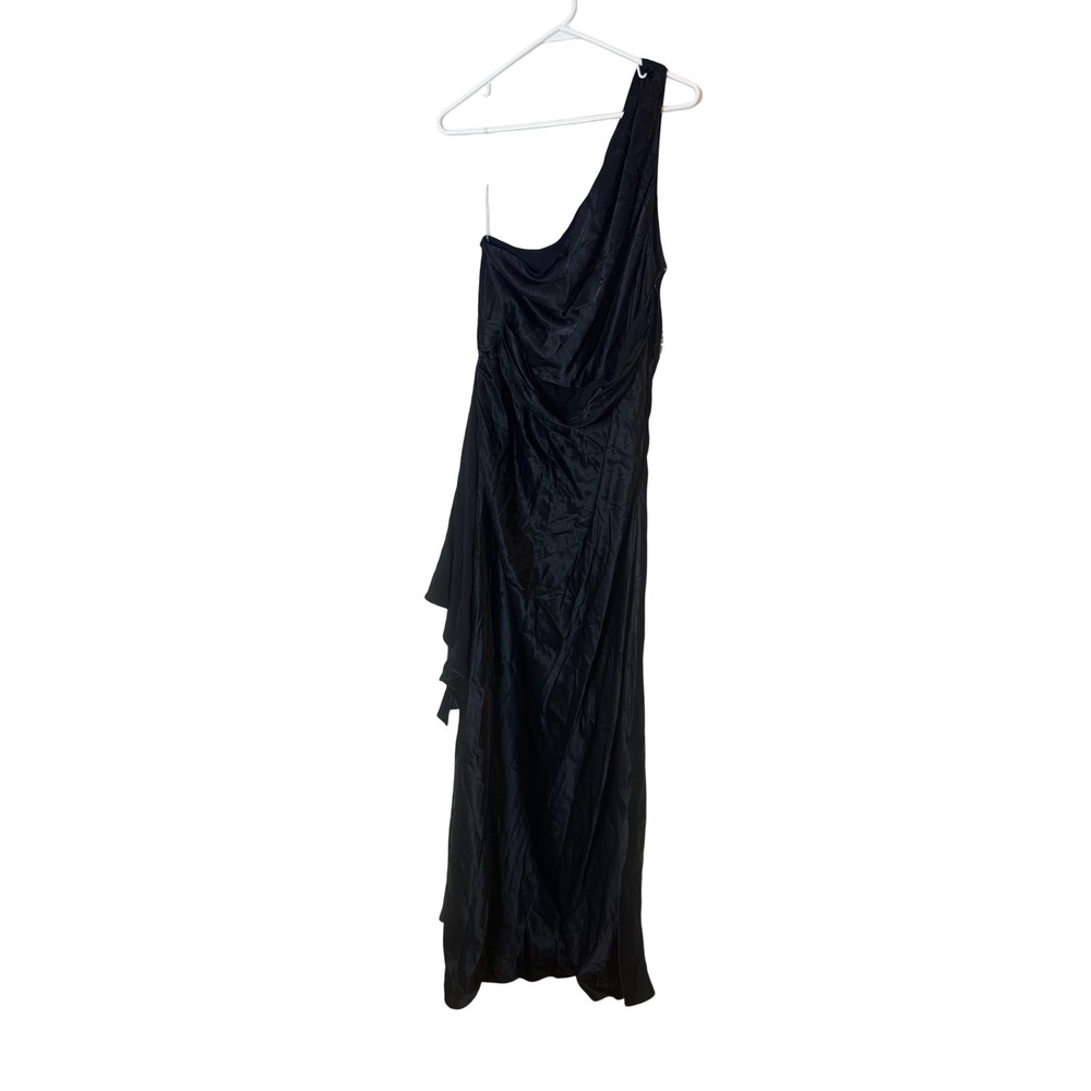MESHKI Calliope One Shoulder Maxi Dress Womens 2XL Black Formal Evening Gown